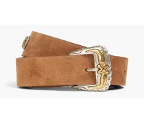 Studded suede belt - Brown