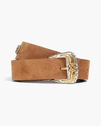 Maje Studded suede belt - Brown Brown