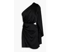 Mae one-sleeve cutout silk-blend satin mini dress - Black