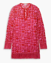 Etro Fringed crochet-knit dress - Red Red