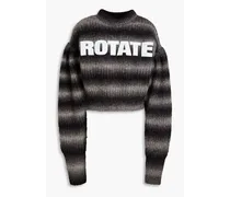 Logo-print striped knitted sweater - Gray