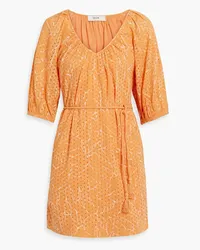 Joie Tillman printed broderie anglaise cotton mini dress - Orange Orange