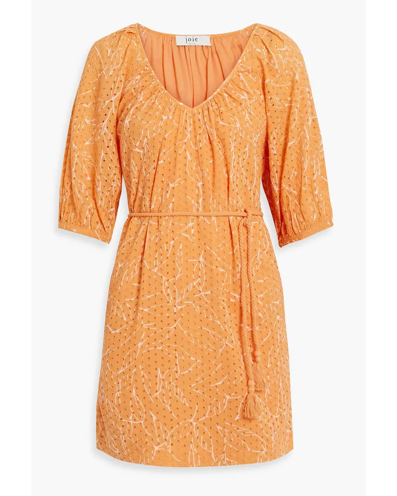 Joie Tillman printed broderie anglaise cotton mini dress - Orange Orange