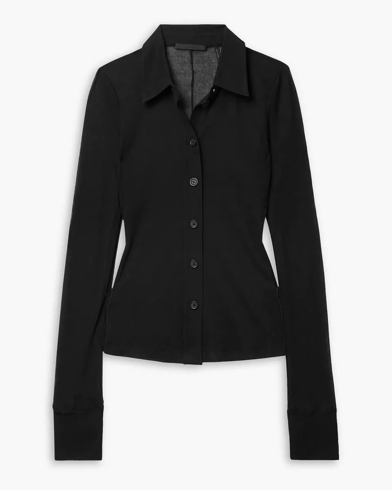 Helmut Lang Ribbed cotton-blend shirt - Black Black