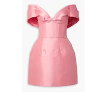 Off-the-shoulder satin-twill mini dress - Pink