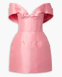 Monique Lhuillier Off-the-shoulder satin-twill mini dress - Pink Pink