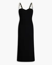 GALVAN Crystal-embellished ribbed-knit midi dress - Black Black