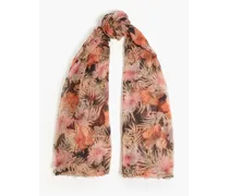 Floral-print cashmere scarf - Orange