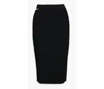 Cutout ribbed-knit skirt - Black