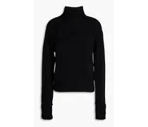 Cutout wool-blend turtleneck sweater - Black