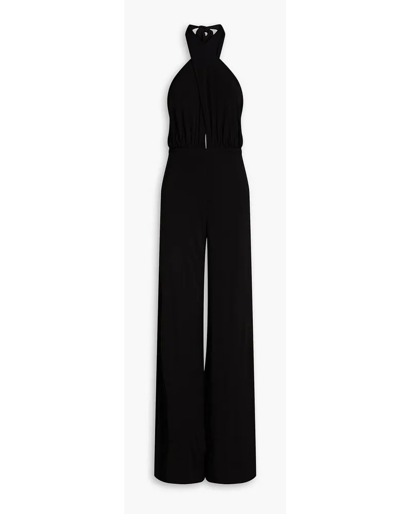 Halston Jersey halterneck wide-leg jumpsuit - Black Black