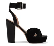 Leather and suede platform sandals - Black