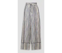 Striped silk-twill pants - White