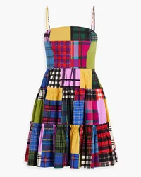 Oscar de la Renta Tiered patchwork-effect cotton-blend poplin mini dress - Multicolor Multicolor