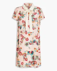 RED Valentino Pussy-bow floral-print silk crepe de chine mini dress - Pink Pink