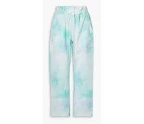 Piper tie-dyed cotton-twill straight-leg pants - Blue