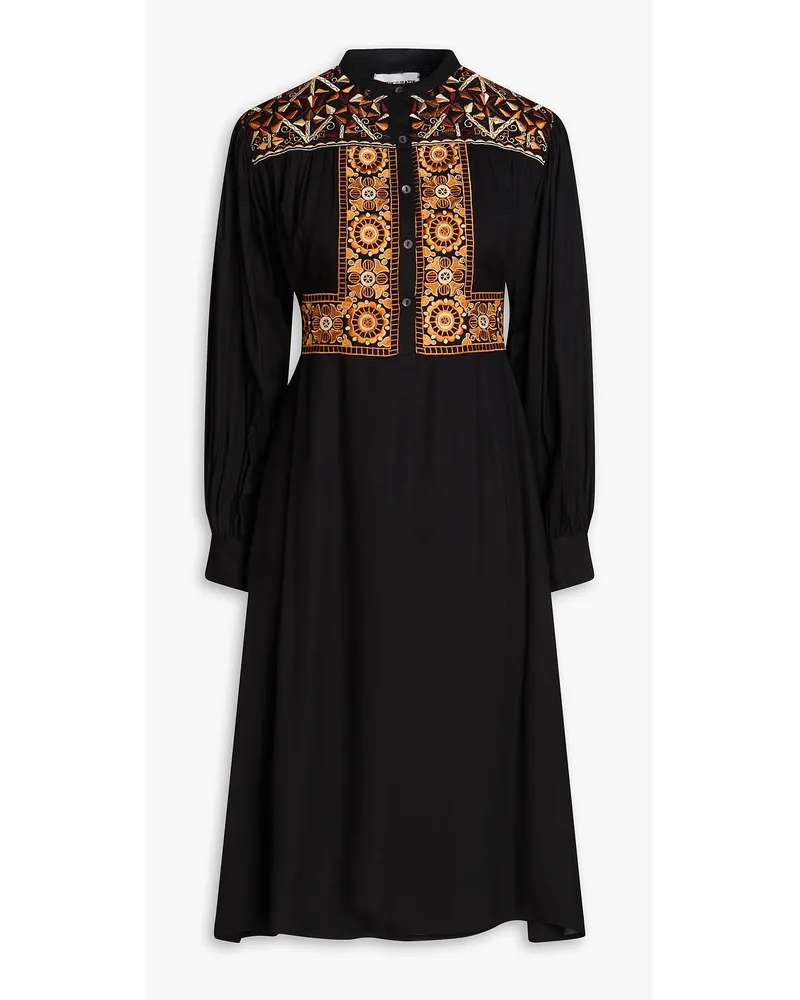 Antik Batik Bettina embroidered crepe dress - Black Black