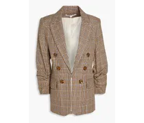 Beacon Prince of Wales checked linen and cotton-blend blazer - Brown