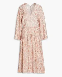 Vince Cutout floral-print voile midi dress - Pink Pink