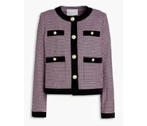 Basinger velvet-trimmed houndstooth tweed jacket - Pink
