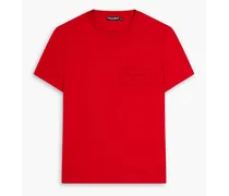 Embossed cotton-jersey T-shirt - Red
