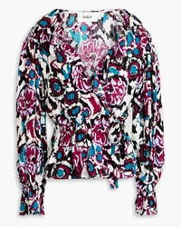 ba&sh Ruffled printed jacquard wrap top - Purple Purple