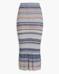 Zimmermann Striped ribbed-knit midi skirt - Blue Blue