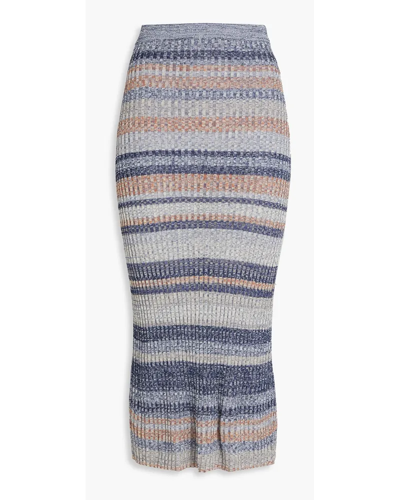 Zimmermann Striped ribbed-knit midi skirt - Blue Blue