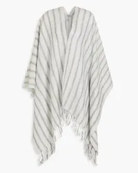 Brunello Cucinelli Fringed striped linen-blend wrap - Metallic - OneSize Metallic