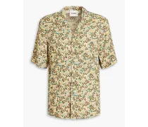 Floral-print crinkled-crepe shirt - Neutral