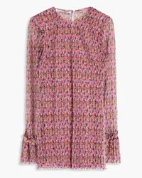 Philosophy Di Lorenzo Serafini Printed plissé-mesh top - Pink Pink