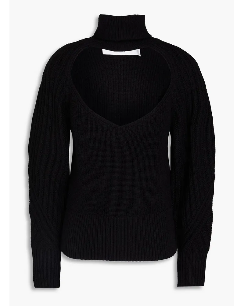 IRO Cutout ribbed-knit turtleneck sweater - Black Black