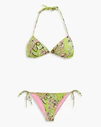 Emilio Pucci Printed triangle bikini - Green Green