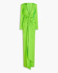 Alex Perry Draped neon satin-crepe gown - Green Green