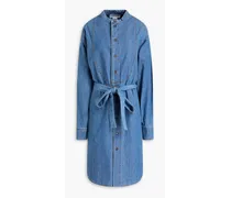 Belted denim shirt dress - Blue