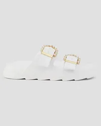 Stuart Weitzman Pearl Buckle embellished rubber sandals - White White