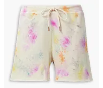 The Sweatshort tie-dyed French cotton-terry shorts - White