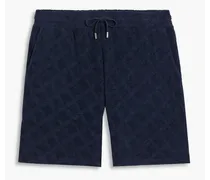 Augusto cotton-terry jacquard drawstring shorts - Blue