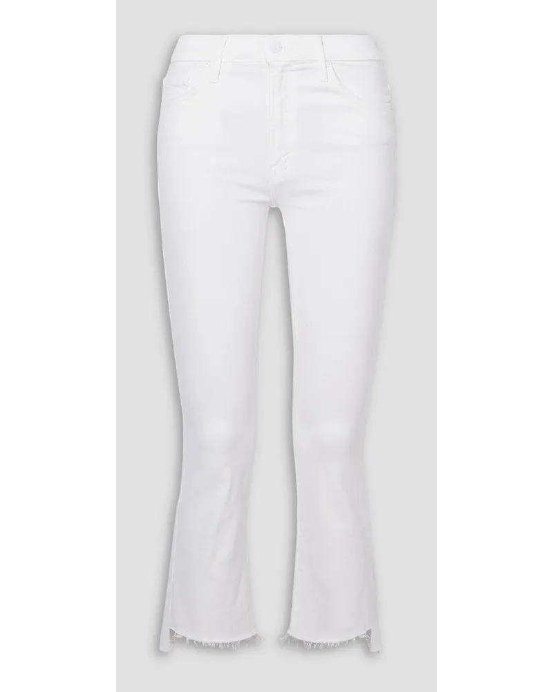 Mother The Insider Crop distressed high-rise flared jeans - White White