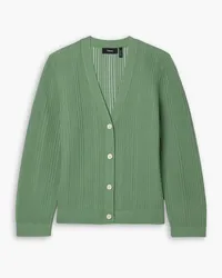 Theory Cropped ribbed cotton-blend cardigan - Green Green