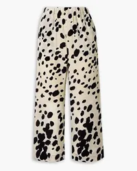 Marni Cropped printed silk crepe de chine wide-leg pants - Animal print Animal