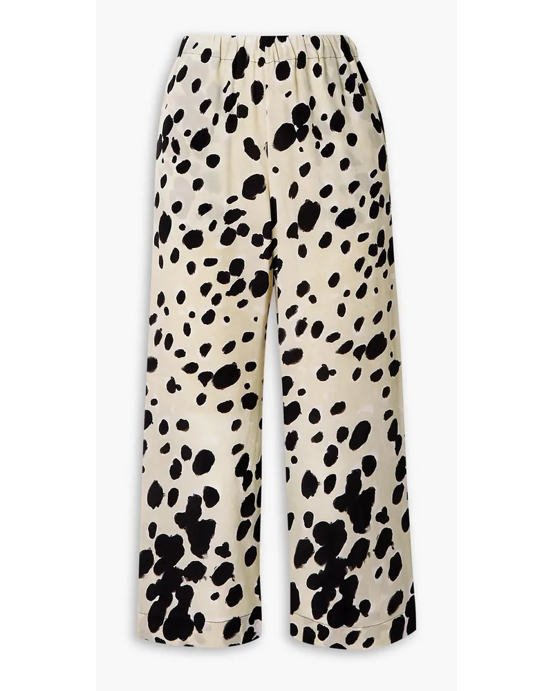 Marni Cropped printed silk crepe de chine wide-leg pants - Animal print Animal