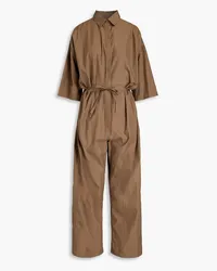 Co Belted cotton-blend poplin jumpsuit - Neutral Neutral