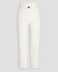 Brunello Cucinelli Bead-embellished stretch-cotton twill tapered pants - White White