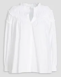 Sandro Ruffled shirred cotton-poplin shirt - White White