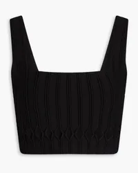 Aje. Ney cropped cutout ribbed-knit top - Black Black