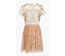 Embellished tulle mini dress - Neutral