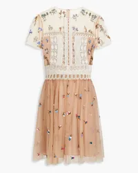 Valentino Garavani Embellished tulle mini dress - Neutral Neutral