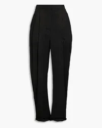 Emporio Armani Pleated silk-satin tapered pants - Black Black