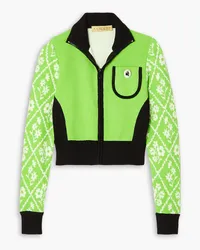 CORMIO Elisa cropped intarsia cotton-blend terry track jacket - Green Green